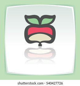 Vector outline radish vegetable food icon on white flat square plate. Elements for mobile concepts and web apps. Modern infographic logo and pictogram.