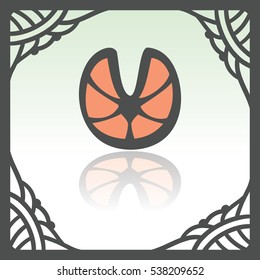 Vector outline raw fish slice food icon in hand drawn frame. Elements for mobile concepts and web apps. Modern infographic logo and pictogram.