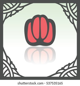 Vector outline red sweet pepper food icon in hand drawn frame. Elements for mobile concepts and web apps. Modern infographic logo and pictogram.