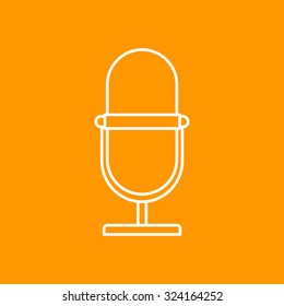 Vector outline retro microphone icon on color background 
