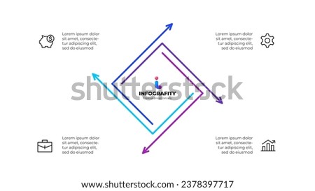 Vector outline rhombus infographic cycle diagram with 4 options, steps, parts or processes