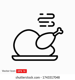 Esquema vectorial de un pollo asado con fondo blanco.