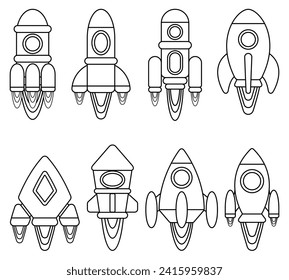 contorno vectorial de un cohete en vuelo