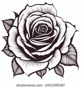 Vector outline rose flowers shillouette illustration for your work's logos, T-shirt merchandise, stickers, label designs, posters, greeting cards, and advertising for business entities or brands.