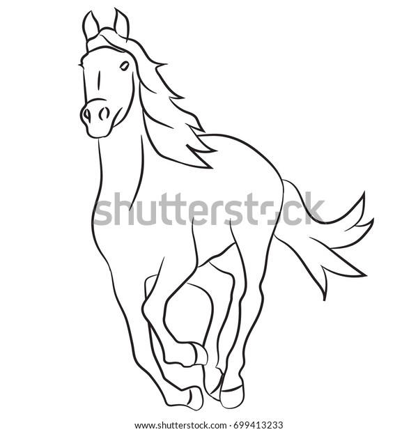 Vector Outline Running Horse Stock Vector (Royalty Free) 699413233