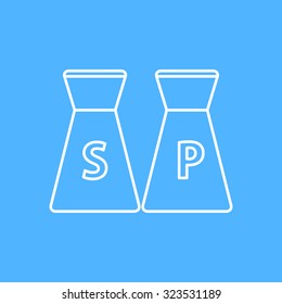 Vector outline salt and pepper icon on color background 