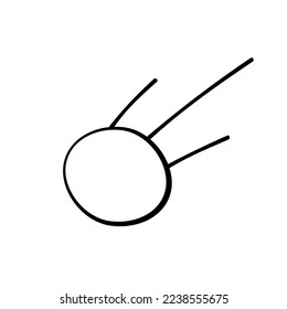 Vector outline satellite, space object in doodle style. Simple design element, clip art, icon on the theme of cosmos, astronomy, UFO