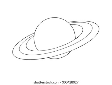 Vector outline Saturn planet