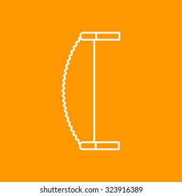 Vector outline saw icon on color background . Industrial equipment 