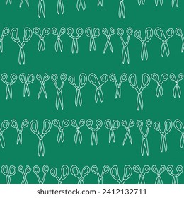 Vector Outline Scissors Seamless Pattern Illustration Green Background 3600 x 3600 Pixels