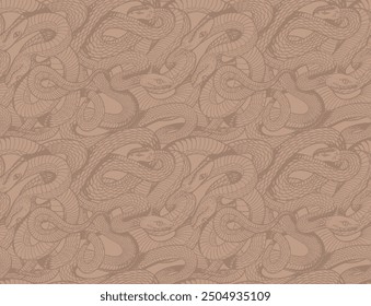 Vector outline seamless pattern, coloring snakes