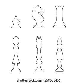 Vector Outline Set Hand Drawn Chess Stock Vector (Royalty Free ...