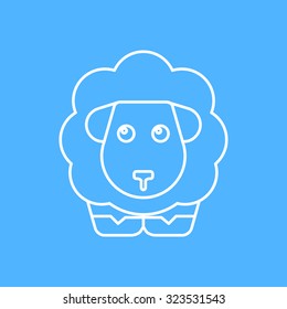 Vector outline sheep icon on color background 