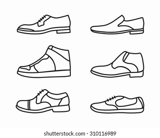 Vector Outline Shoes Icon Set