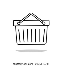 Vektorgrafik-Outline-Warenkorb-Symbol oder Logo Einzel-Zeichen-Symbol Vektorgrafik Schwarz-Weiß-Stil Vektorsymbole. Shopping, E-Commerce-Symbol oder e-Marketing Business-Konzept Design.