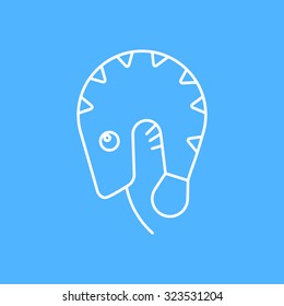 Vector outline shrimp icon on color background 