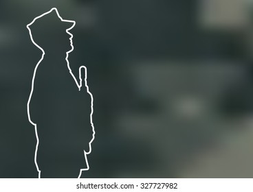 Vector outline silhouette of US marine