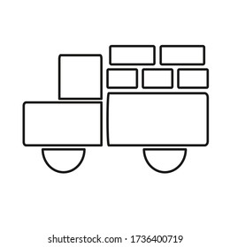Vector outline simple illustration black truck on white background. Sketch for coloring books. Illustration for training card. Outline sketch for cover design. Simple style
