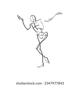 Vector outline sketch hand draw human body stationary pivot