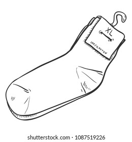 Vector Outline Sketch Illustration - New Casual Socks with Label