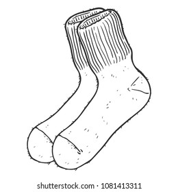 Vector Outline Sketch Illustration - Old Woolen Socks