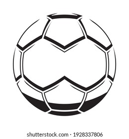 Bola de fútbol de contorno vectorial con el polígono medio conectado. Ilustración de fútbol.