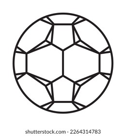 Vector outline soccer ball with triangles on white background. Football symbol.