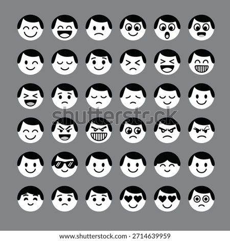 Vector Outline and Solid Face Icons