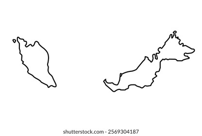 Vector outline spain Malaysia icon outline on white background