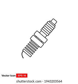 Vector outline spark plug on white background