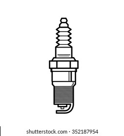 Vector outline spark plug on white background
