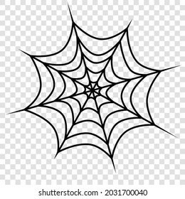 Vector outline spider web isolated on transparent background
