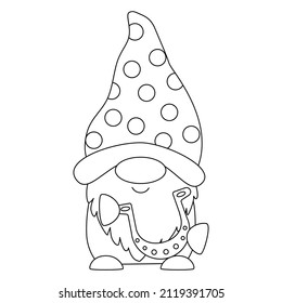 Vector outline St Patrick gnome elf cartoon