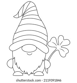 Vector outline St Patrick gnome elf cartoon