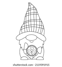 Vector outline St Patrick gnome elf cartoon