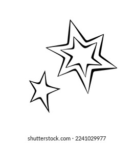 Vector outline star icon. Simple design element, clip art on theme of night sky, astronomy, space in doodle style. Hand drawn illustration.