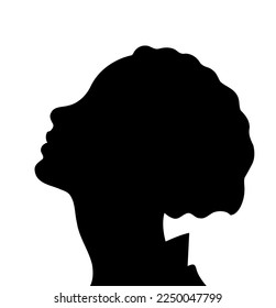 vector outline sticker illustration girl afro nationality. Black Head face human silhouette. equality