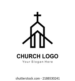 Vector Outline Style Church Logo Stock Vector (Royalty Free) 2188530241 ...