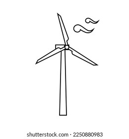 Vector Outline Style Wind Turbine Tower icon. Alternative Energy. Windmill Energy Power. Simple industrial icon. Modern flat icon of green energy producer. Eco Friendly and Clean Energy Production.