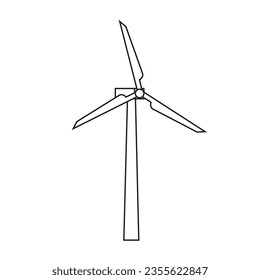 Vector Outline Style Wind Turbine Tower icon. Alternative Energy. Windmill Energy Power. Simple industrial icon. Modern flat icon of green energy producer. Eco Friendly and Clean Energy Production.