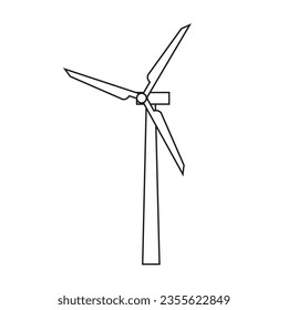 Vector Outline Style Wind Turbine Tower icon. Alternative Energy. Windmill Energy Power. Simple industrial icon. Modern flat icon of green energy producer. Eco Friendly and Clean Energy Production.