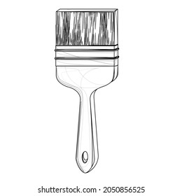 Vector outline stylized image of paint brushes isolated on white background. EPS 10. Concept