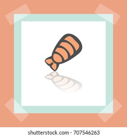 Vector outline sushi shrimp japan food icon on white sticker. Elements for mobile concepts and web apps. Modern infographic logo and pictogram.