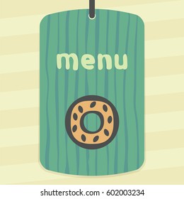 Vector outline sweet donut food icon on label with hand drawn striped background. Elements for mobile concepts and web apps. Modern infographic logo and pictogram.