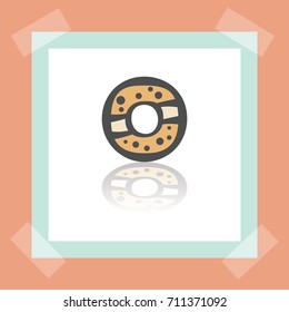 Vector outline sweet donut food icon on white sticker. Elements for mobile concepts and web apps. Modern infographic logo and pictogram.