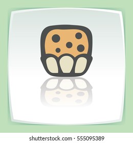 Vector outline sweet muffin food icon on white flat square plate. Elements for mobile concepts and web apps. Modern infographic logo and pictogram.