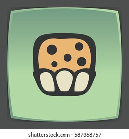 Vector outline sweet muffin food icon on green flat square plate. Elements for mobile concepts and web apps. Modern infographic logo and pictogram.