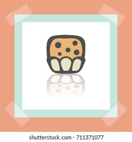 Vector outline sweet muffin food icon on white sticker. Elements for mobile concepts and web apps. Modern infographic logo and pictogram.