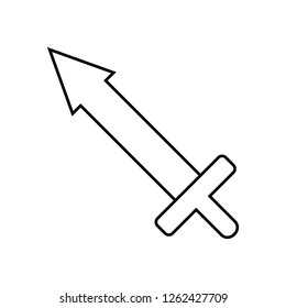 Vector Outline Sword Icon isolated on white background. Weapon Icon. Vector illustration for Your Design, Game, Web.