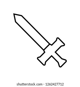 Vector Outline Sword Icon isolated on white background. Weapon Icon. Vector illustration for Your Design, Game, Web.